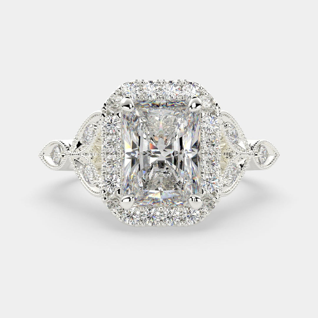 Ada Radiant Cut Halo Pave Engagement Ring Setting - Nivetta