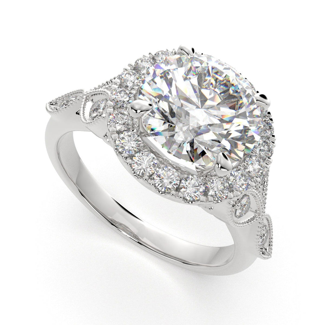 Ada Round Cut Halo Pave Engagement Ring Setting - Nivetta