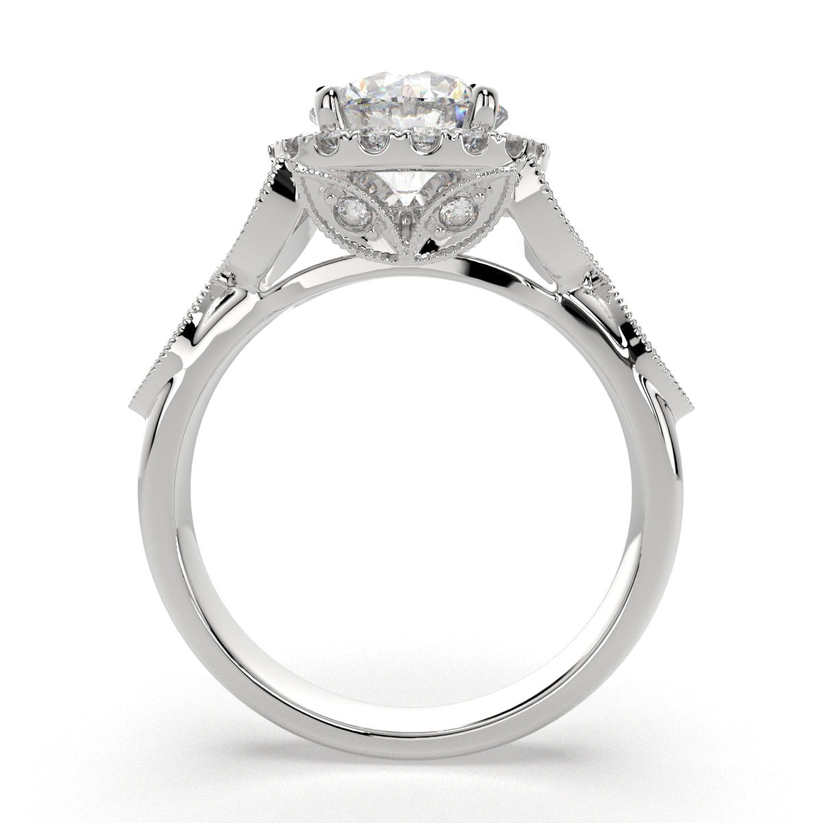 Ada Round Cut Halo Pave Engagement Ring Setting - Nivetta