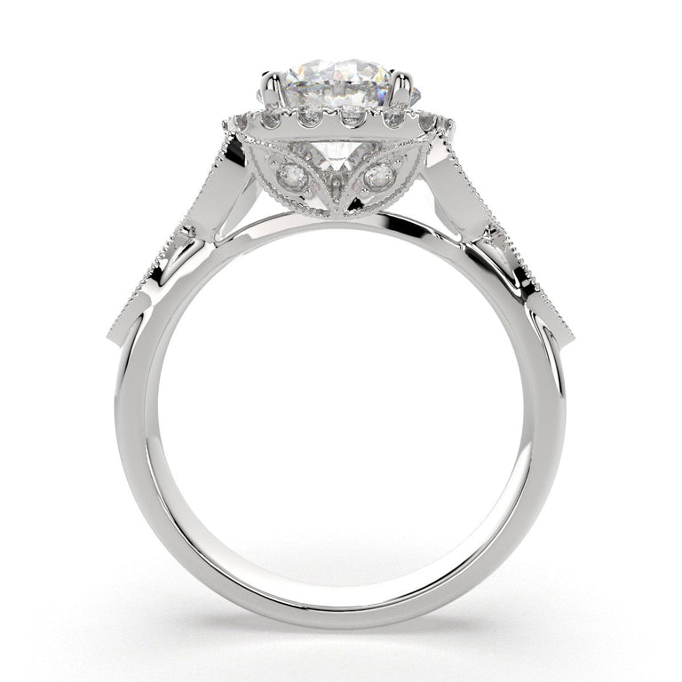 Ada Round Cut Halo Pave Engagement Ring Setting - Nivetta