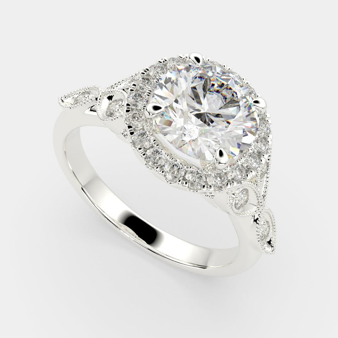 Ada Round Cut Halo Pave Engagement Ring Setting - Nivetta