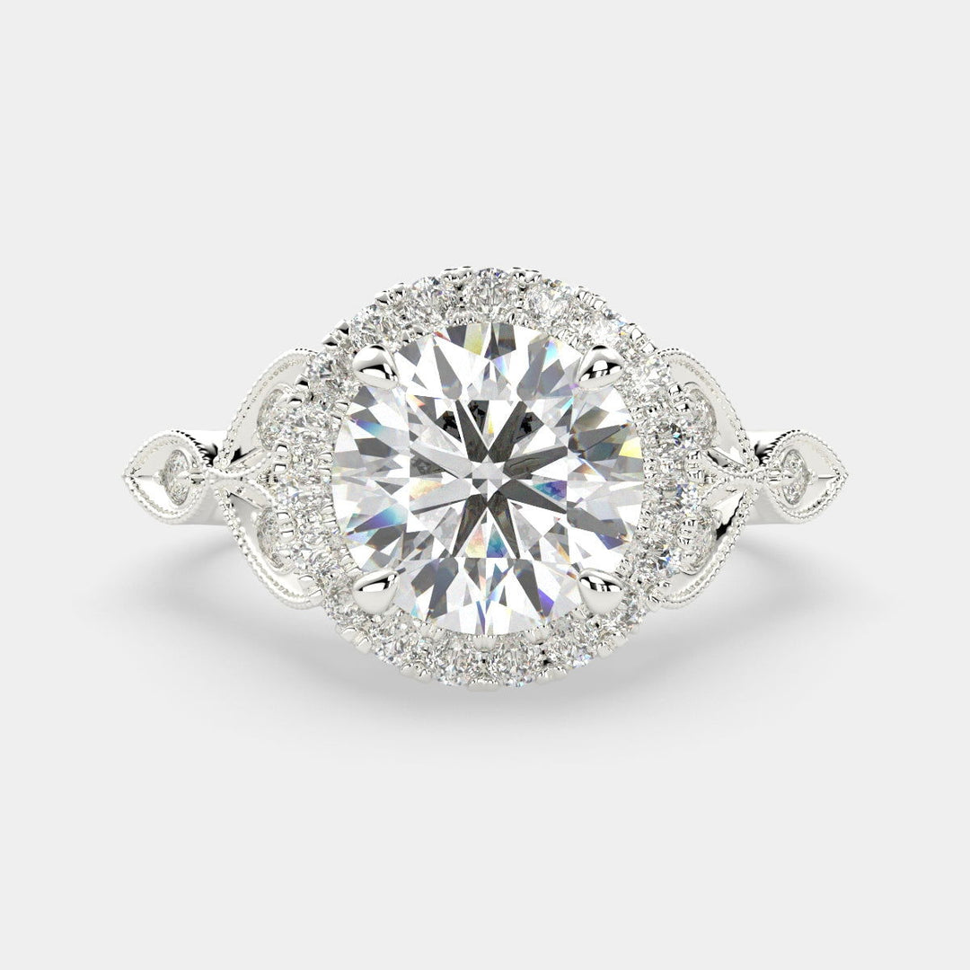 Ada Round Cut Halo Pave Engagement Ring Setting - Nivetta