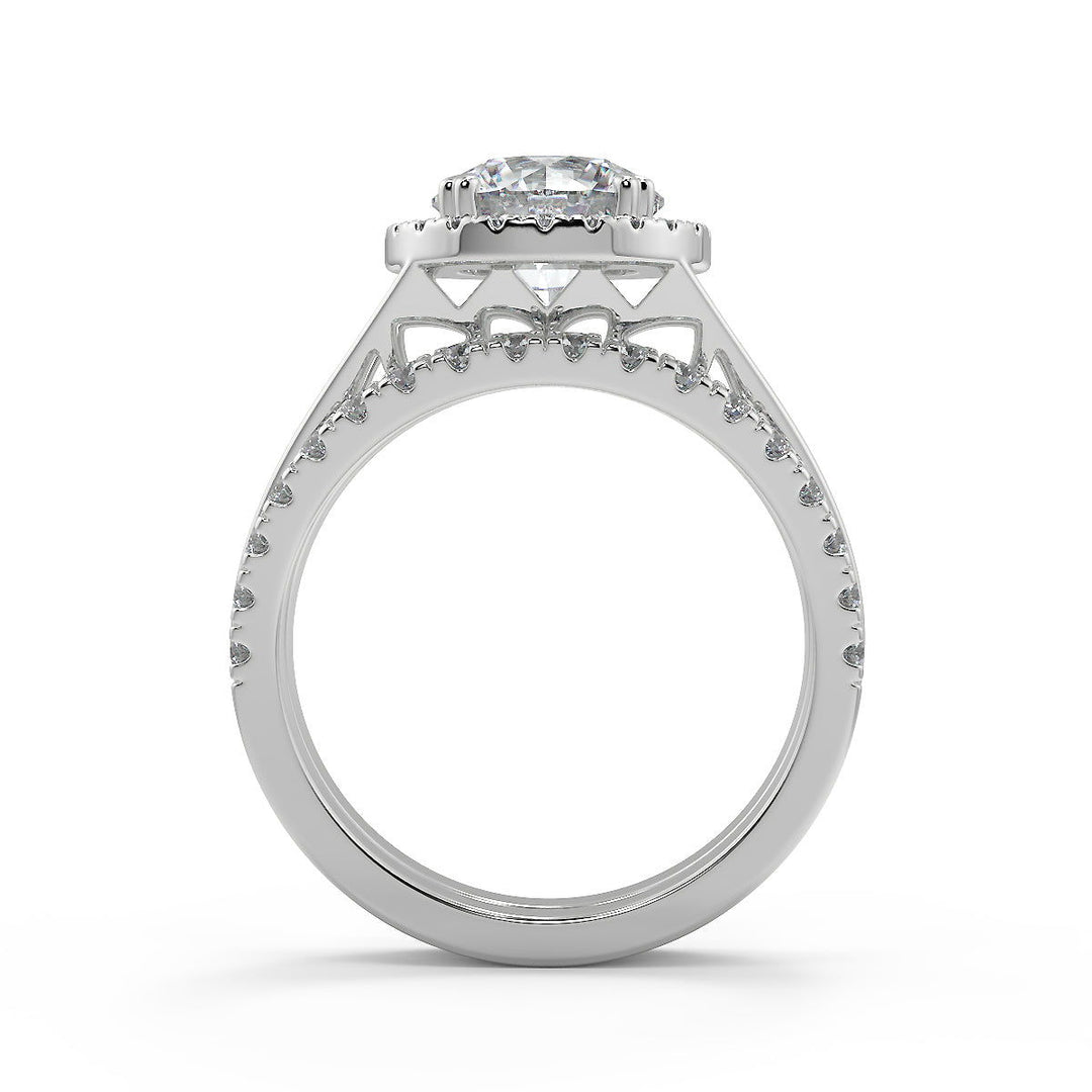 Addisyn Double Prong Split Shank Halo Round Cut Ring - Nivetta - Nivetta