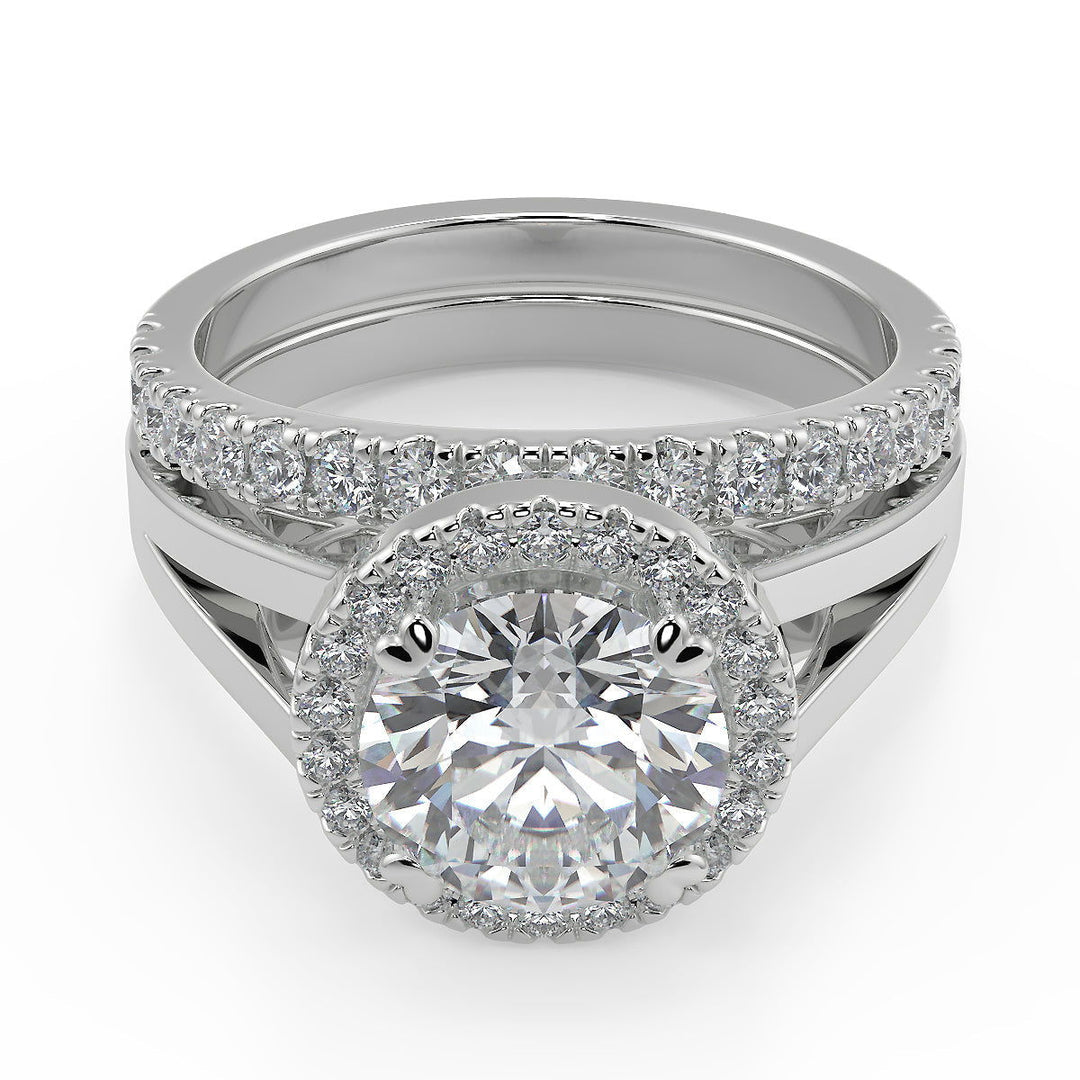 Addisyn Double Prong Split Shank Halo Round Cut Ring - Nivetta - Nivetta