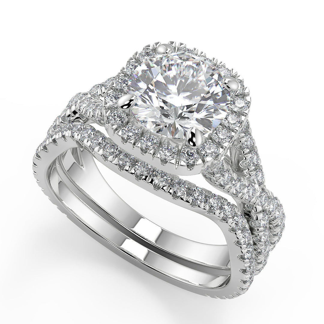 Adriana Micro Pave Halo Infinity Round Cut Engagement Ring - Nivetta