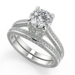 Load image into Gallery viewer, Akira Micro Pave Double Prong 3 Sided Round Cut Diamond Ring - Nivetta
