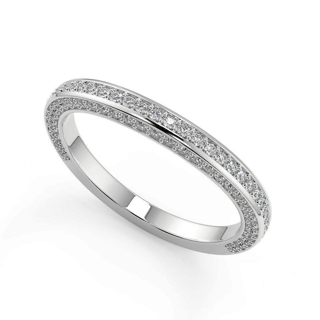 Akira Micro Pave Double Prong 3 Sided Round Cut Diamond Ring - Nivetta