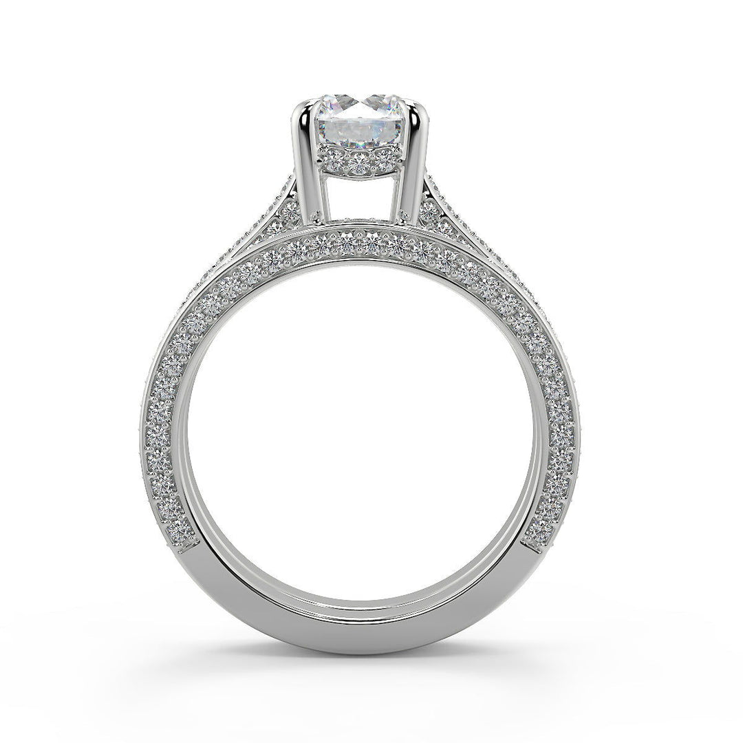 Akira Micro Pave Double Prong 3 Sided Round Cut Diamond Ring - Nivetta