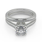 Load image into Gallery viewer, Akira Micro Pave Double Prong 3 Sided Round Cut Diamond Ring - Nivetta
