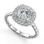 Load image into Gallery viewer, Alexus Halo Rope Twist Cushion Cut Diamond Engagement Ring - Nivetta
