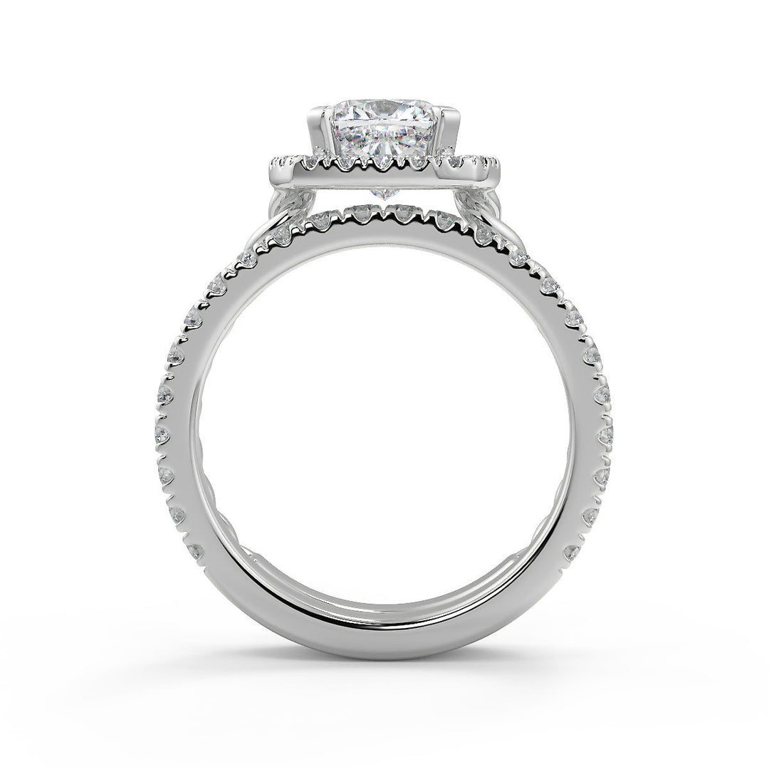 Alexus Halo Rope Twist Cushion Cut Diamond Engagement Ring - Nivetta