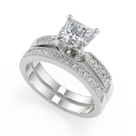Load image into Gallery viewer, Alia Four Prong Milgrain Princess Cut Diamond Engagement Ring - Nivetta
