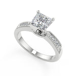 Load image into Gallery viewer, Alia Four Prong Milgrain Princess Cut Diamond Engagement Ring - Nivetta
