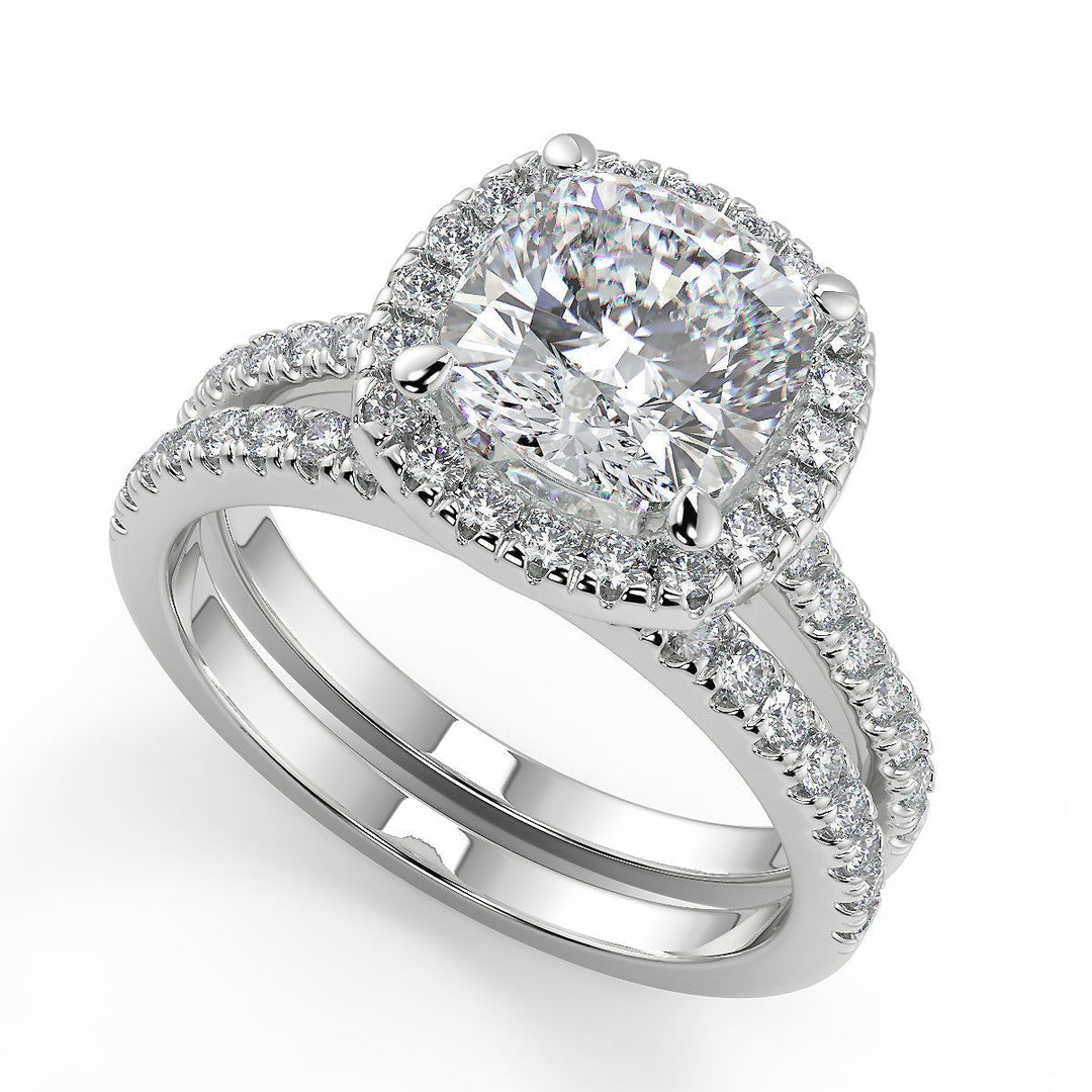 Alice Classic Pave Halo Cushion Cut Diamond Engagement Ring - Nivetta