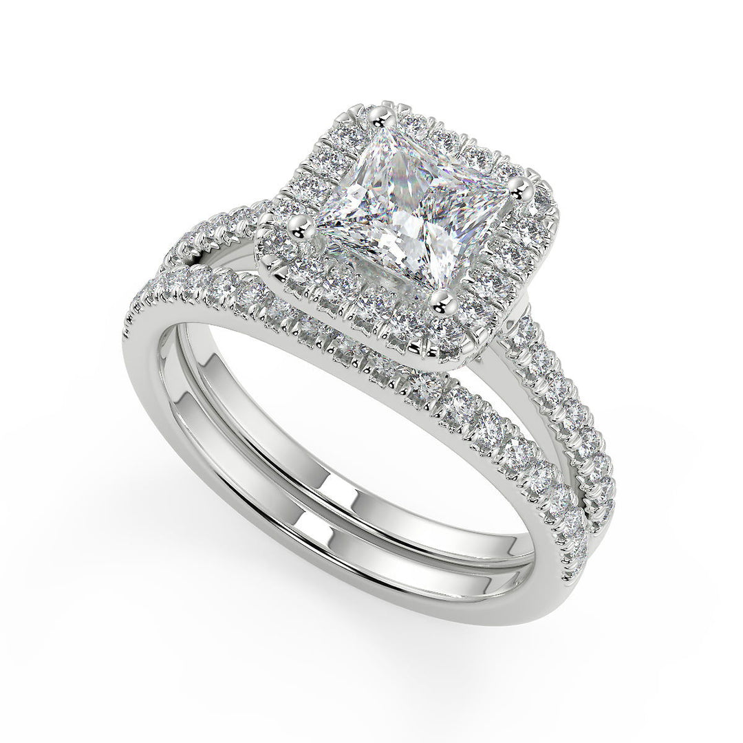 Allisson Halo Pave Princess Cut Diamond Engagement Ring - Nivetta