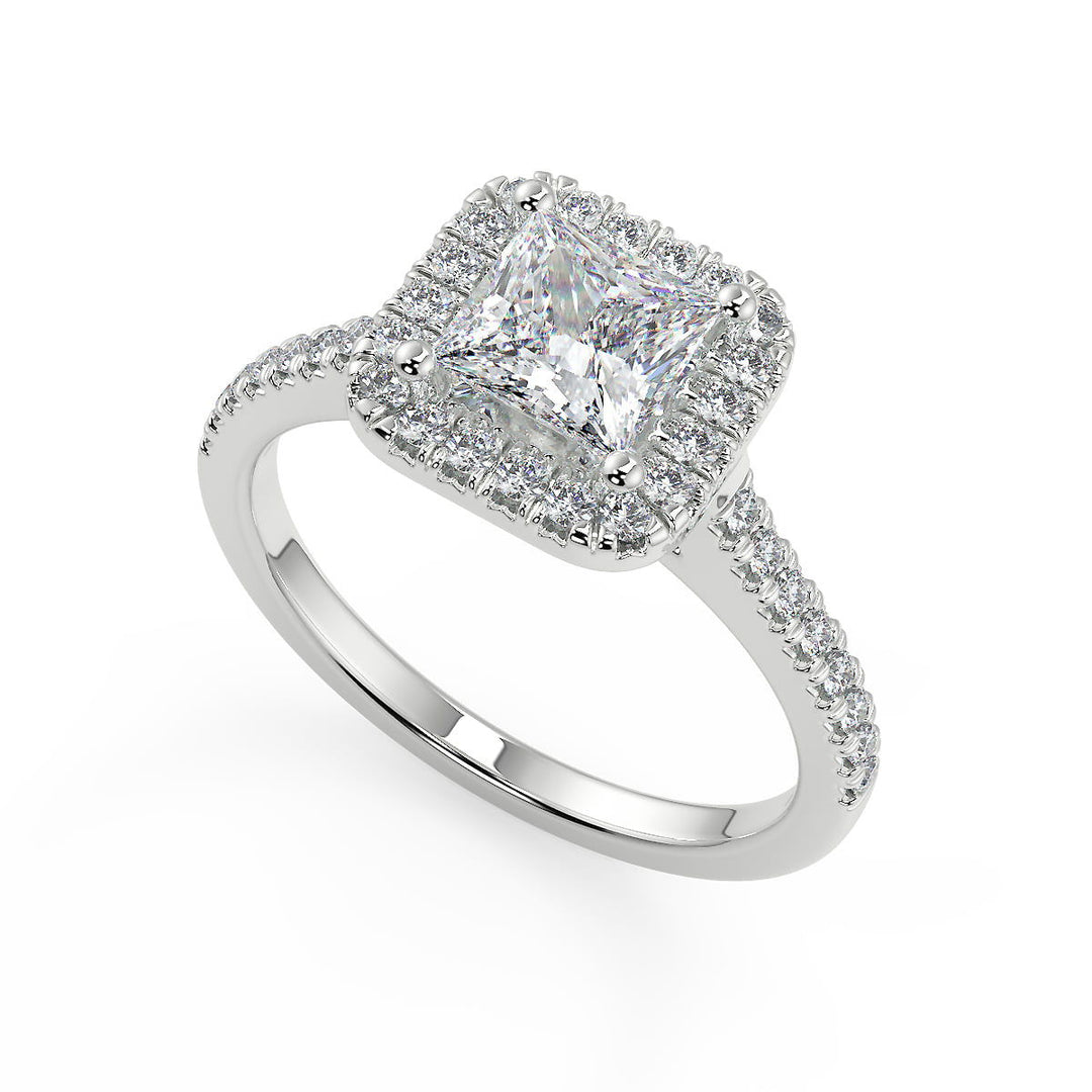 Allisson Halo Pave Princess Cut Diamond Engagement Ring - Nivetta