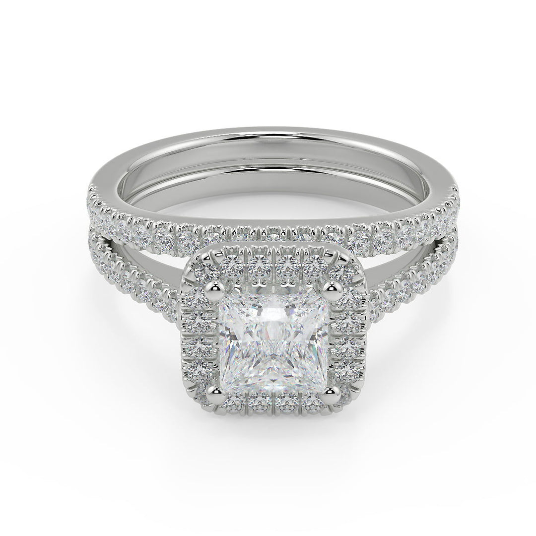 Allisson Halo Pave Princess Cut Diamond Engagement Ring - Nivetta