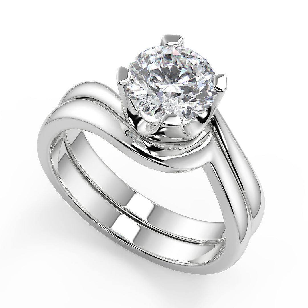 Alma Bezel Set Twist Solitaire Round Cut Diamond Engagement Ring - Nivetta