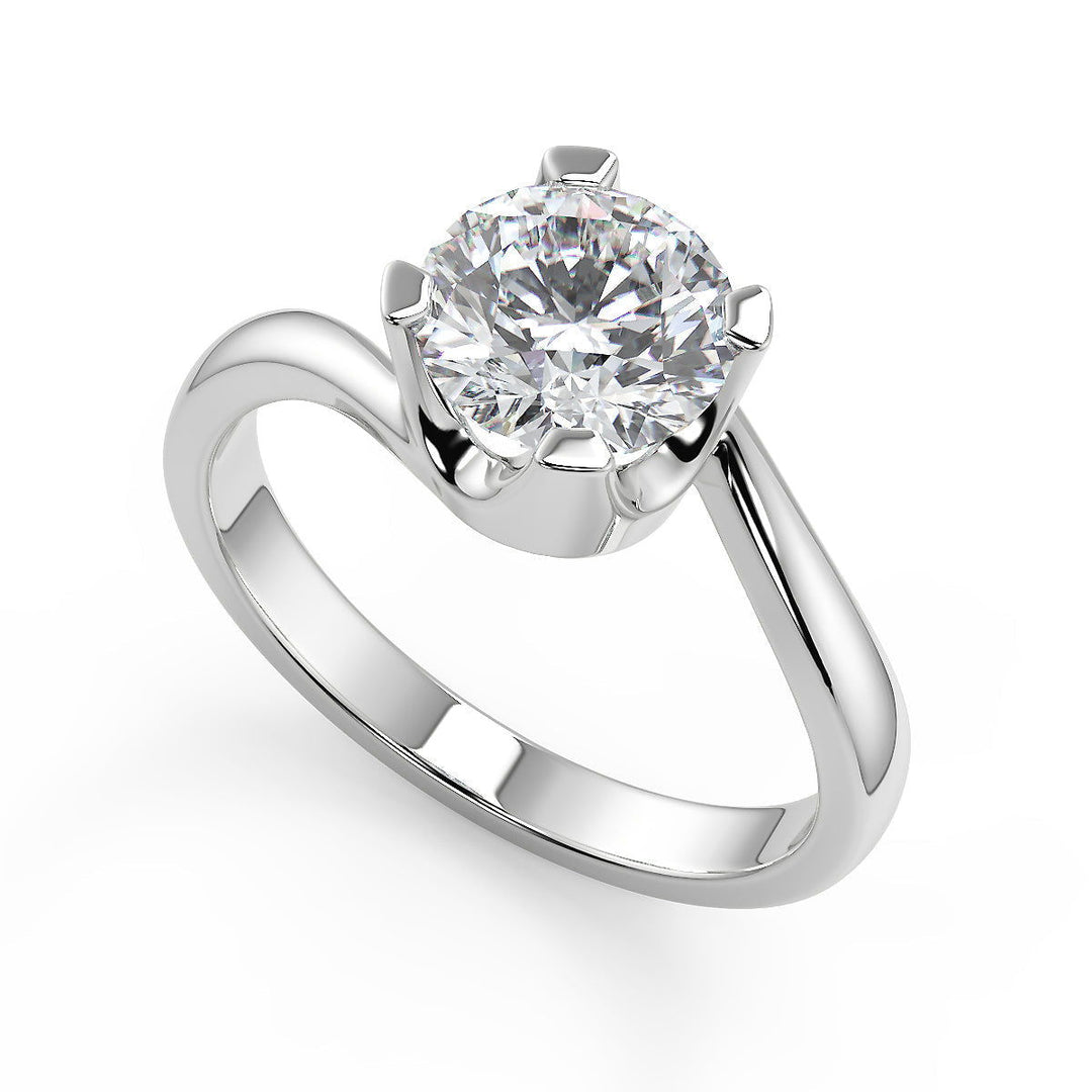 Alma Bezel Set Twist Solitaire Round Cut Diamond Engagement Ring - Nivetta