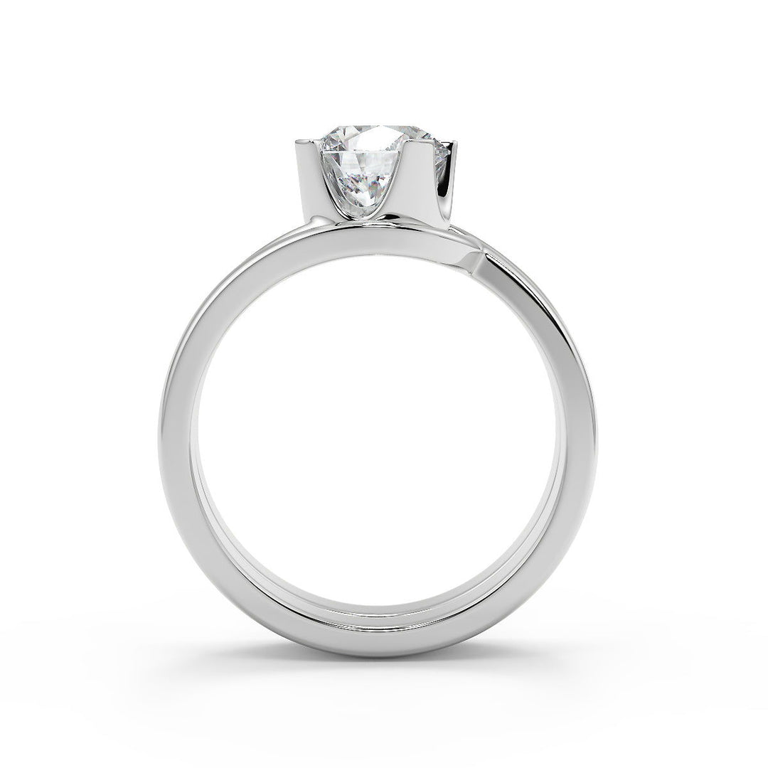 Alma Bezel Set Twist Solitaire Round Cut Diamond Engagement Ring - Nivetta