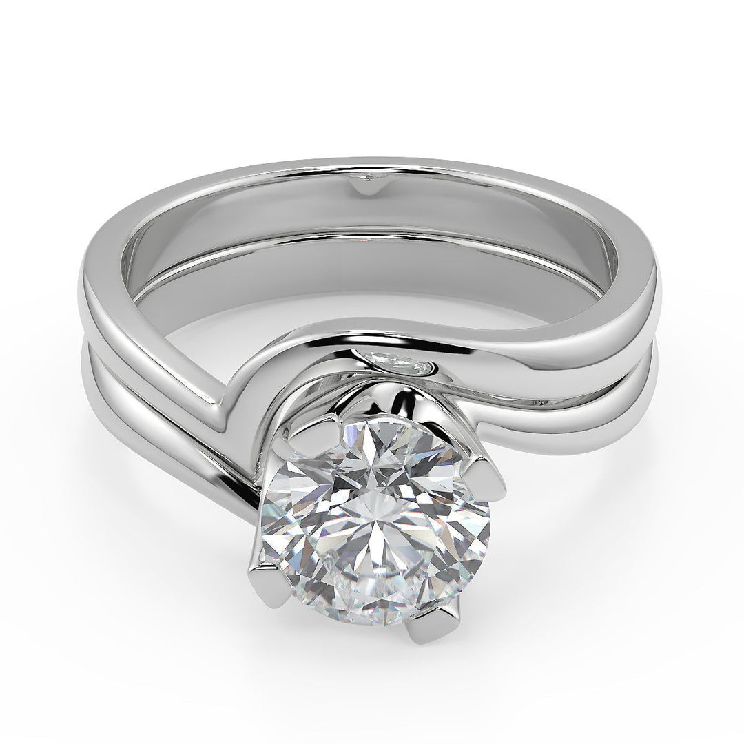 Alma Bezel Set Twist Solitaire Round Cut Diamond Engagement Ring - Nivetta