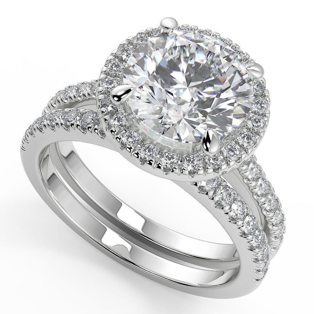 Alyssa Classic Pave Halo Round Cut Diamond Engagement Ring - Nivetta