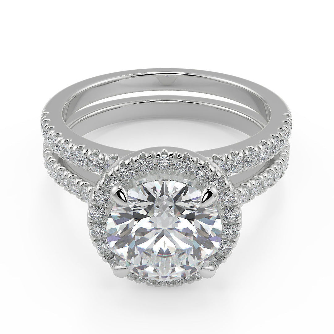 Alyssa Classic Pave Halo Round Cut Diamond Engagement Ring - Nivetta