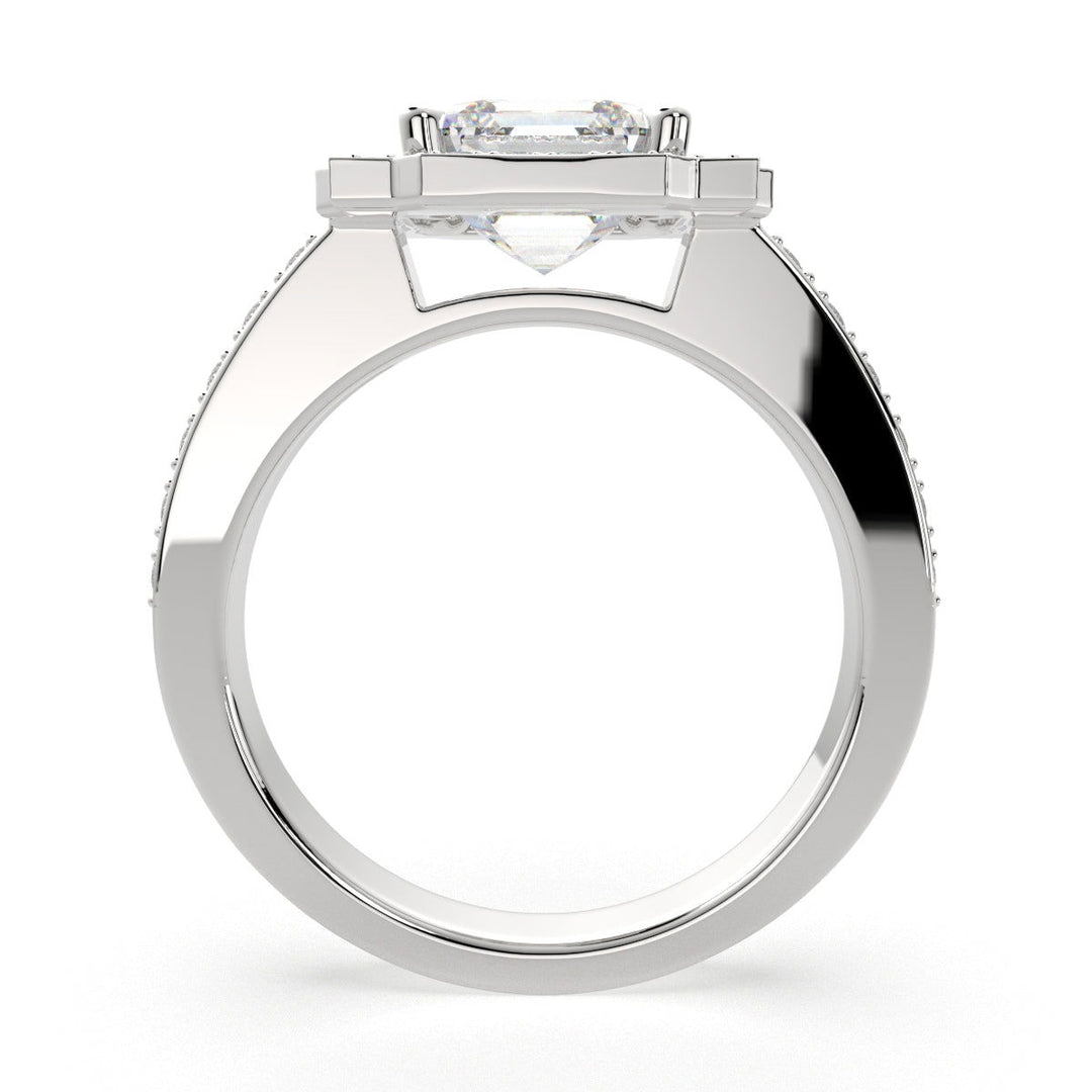 Amalia Emerald Cut Halo Pave Engagement Ring Setting - Nivetta