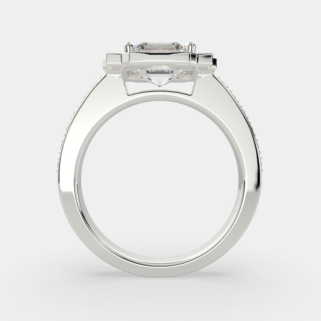Amalia Emerald Cut Halo Pave Engagement Ring Setting - Nivetta