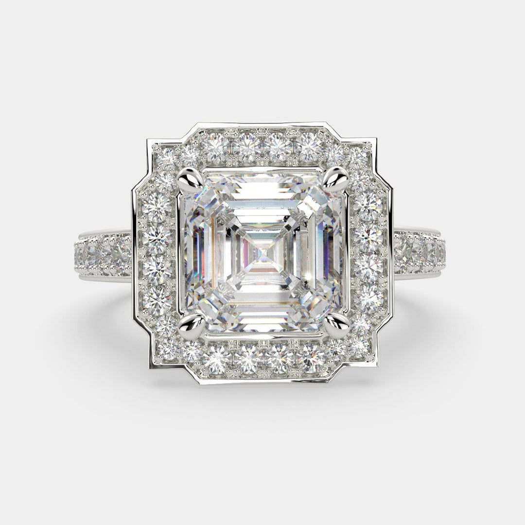 Amalia Emerald Cut Halo Pave Engagement Ring Setting - Nivetta