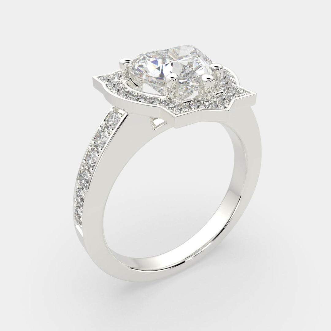 Amalia Heart Cut Halo Pave Engagement Ring Setting - Nivetta