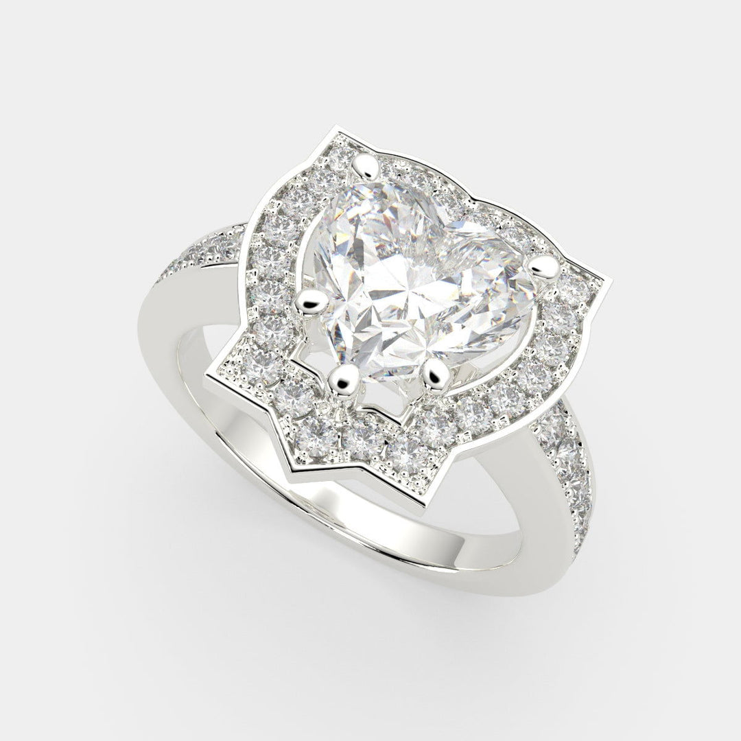 Amalia Heart Cut Halo Pave Engagement Ring Setting - Nivetta
