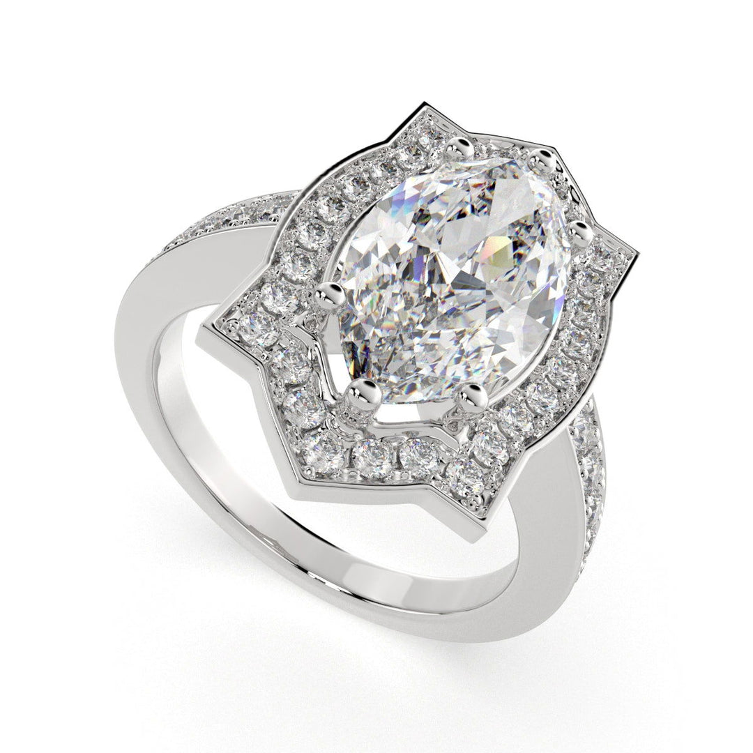 Amalia Marquise Cut Halo Pave Engagement Ring Setting - Nivetta