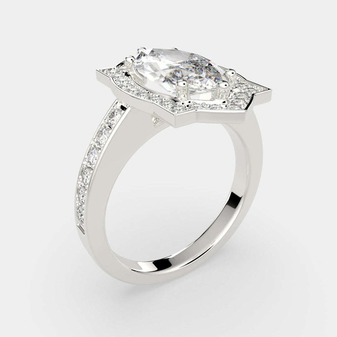 Amalia Marquise Cut Halo Pave Engagement Ring Setting - Nivetta