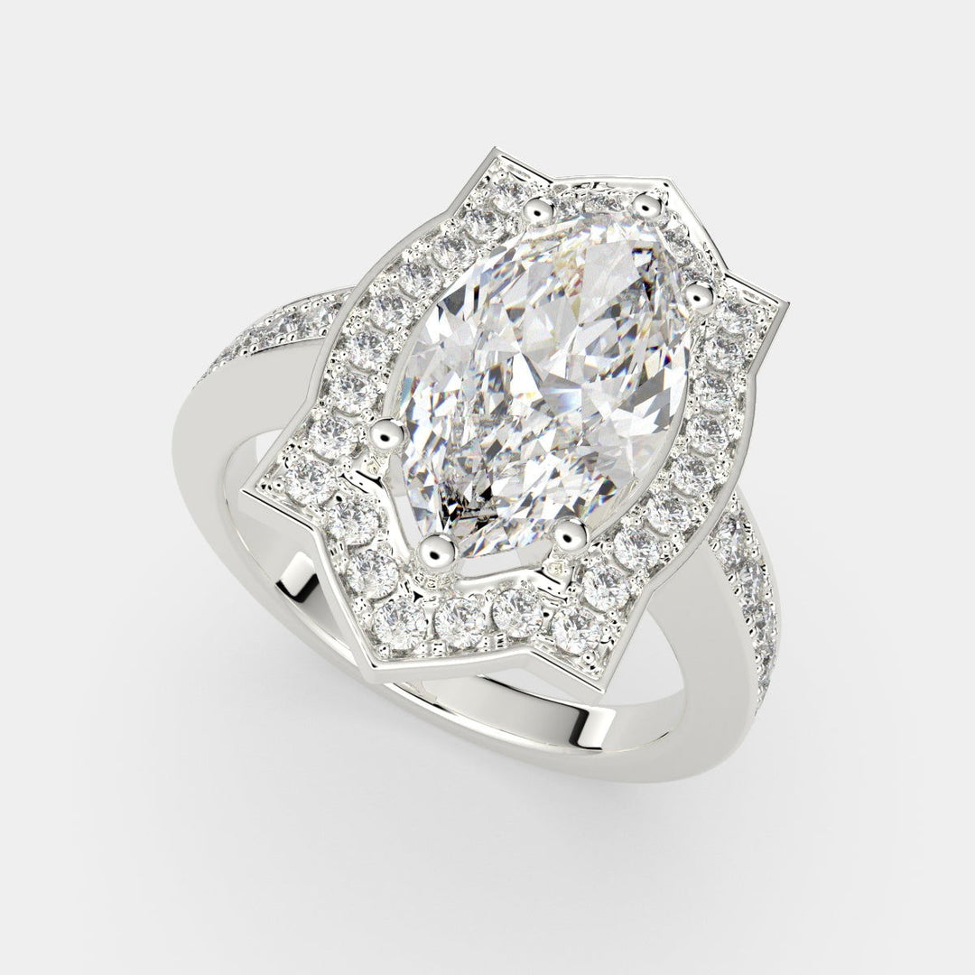 Amalia Marquise Cut Halo Pave Engagement Ring Setting - Nivetta