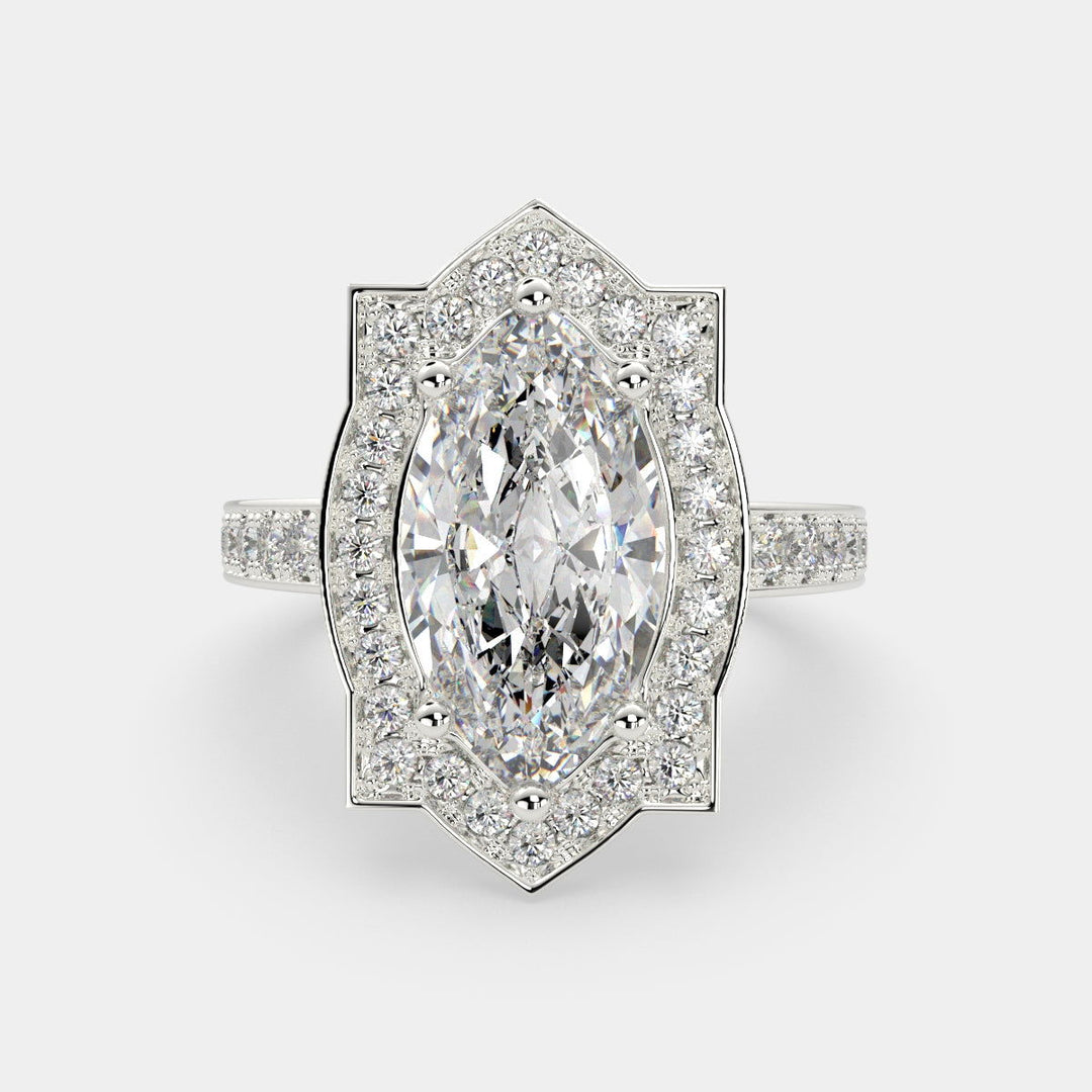 Amalia Marquise Cut Halo Pave Engagement Ring Setting - Nivetta