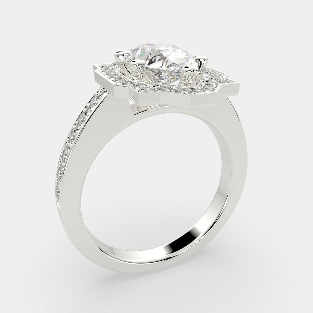 Amalia Pear Cut Halo Pave Engagement Ring Setting - Nivetta