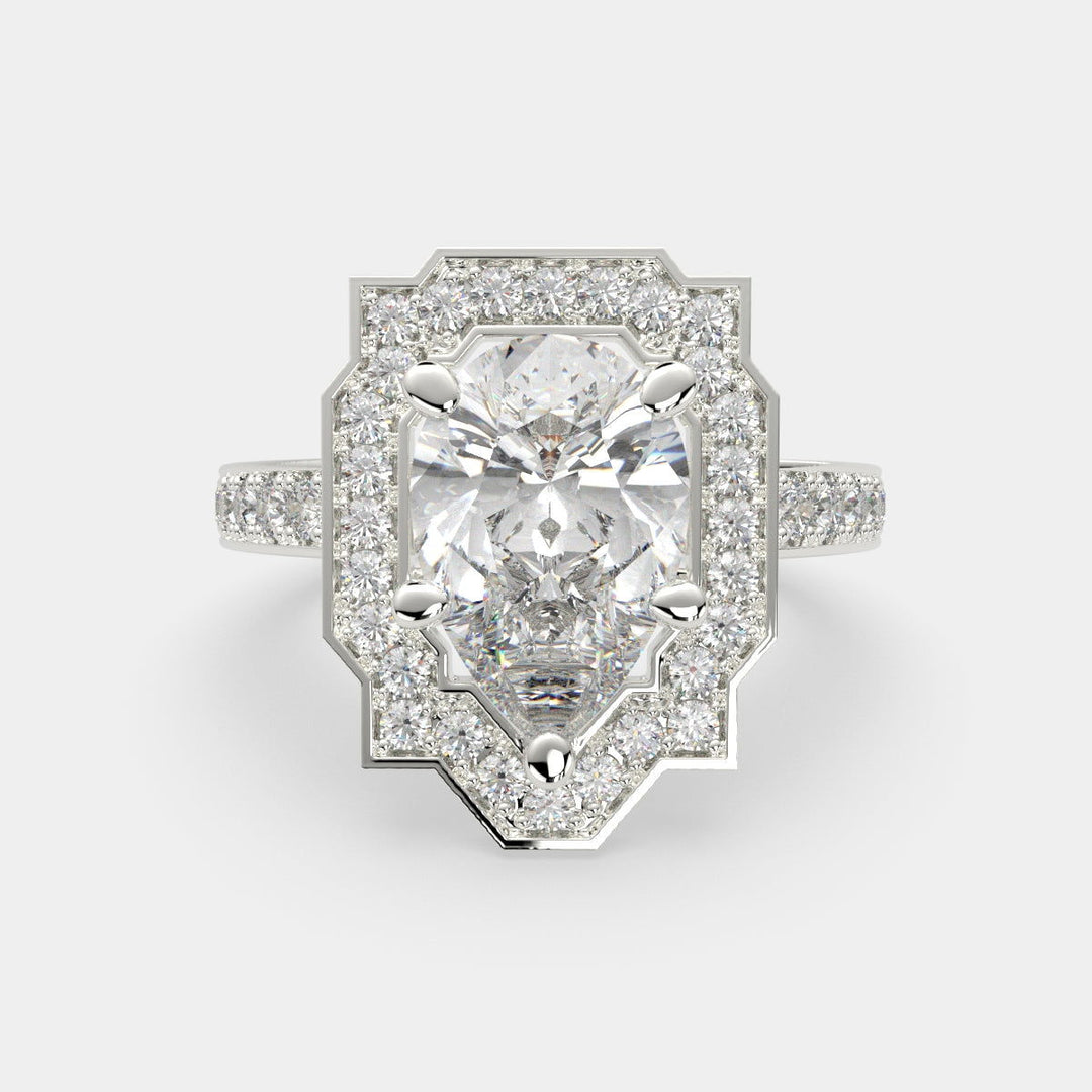 Amalia Pear Cut Halo Pave Engagement Ring Setting - Nivetta