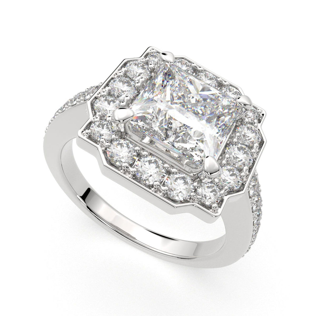 Amalia Princess Cut Halo Pave Engagement Ring Setting - Nivetta