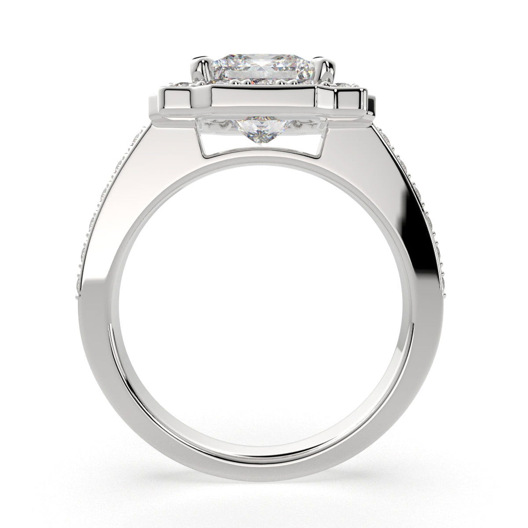 Amalia Princess Cut Halo Pave Engagement Ring Setting - Nivetta