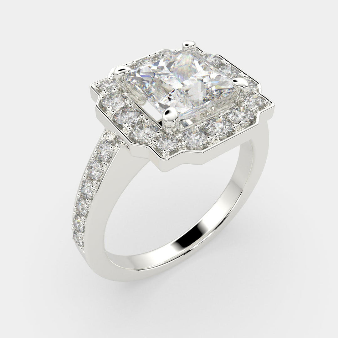 Amalia Princess Cut Halo Pave Engagement Ring Setting - Nivetta