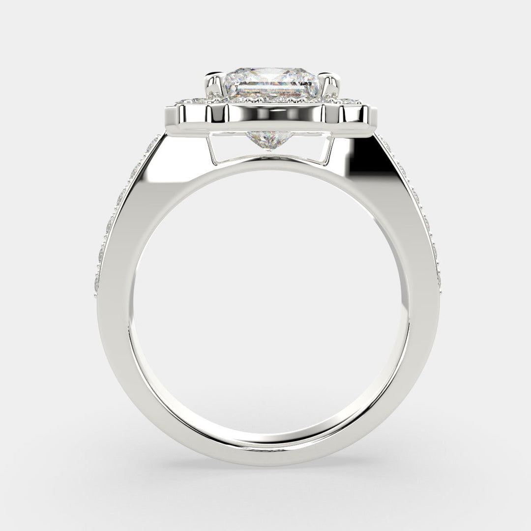 Amalia Princess Cut Halo Pave Engagement Ring Setting - Nivetta