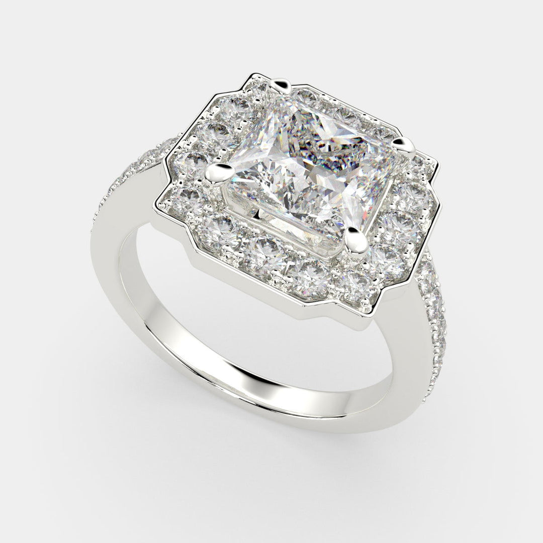 Amalia Princess Cut Halo Pave Engagement Ring Setting - Nivetta