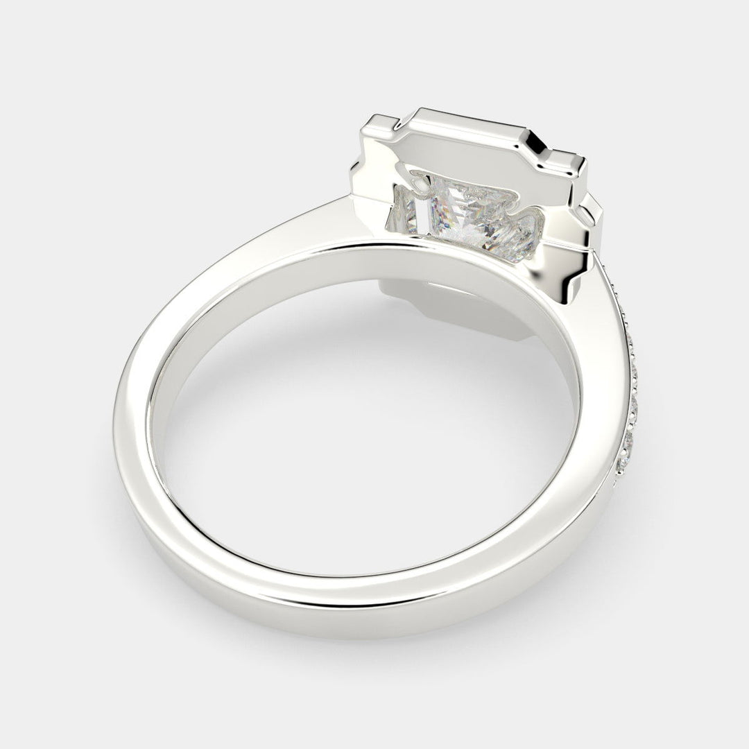 Amalia Princess Cut Halo Pave Engagement Ring Setting - Nivetta