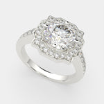 Load image into Gallery viewer, Amalia Round Cut Halo Pave Engagement Ring Setting - Nivetta
