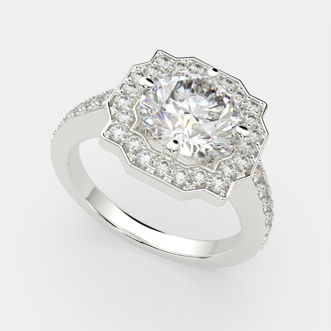 Amalia Round Cut Halo Pave Engagement Ring Setting - Nivetta