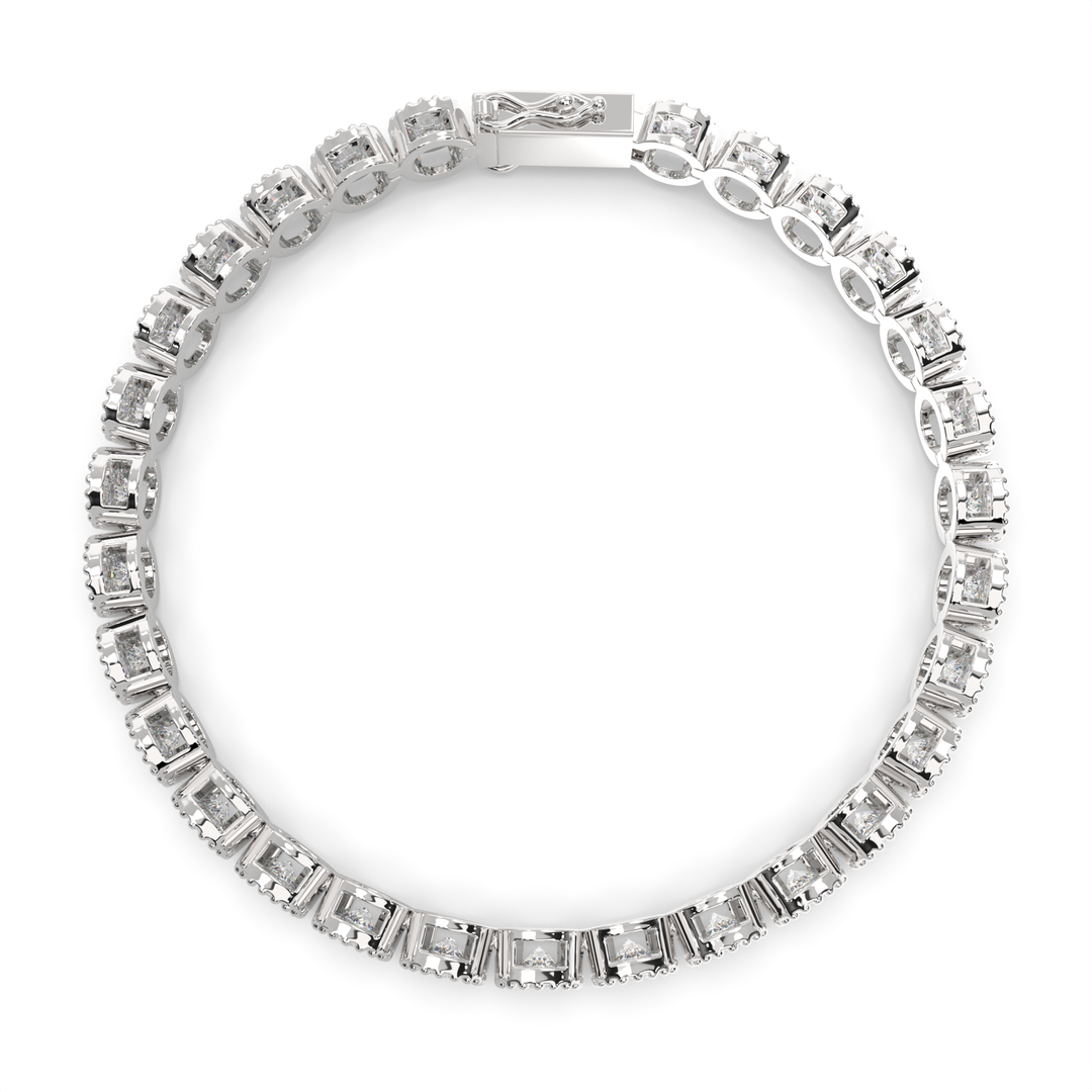 Amalthea Round Cut Diamond Tennis Bracelet Milgrain Bezel (8 ctw) - Nivetta