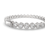 Load image into Gallery viewer, Amalthea Round Cut Diamond Tennis Bracelet Milgrain Bezel (8 ctw) - Nivetta
