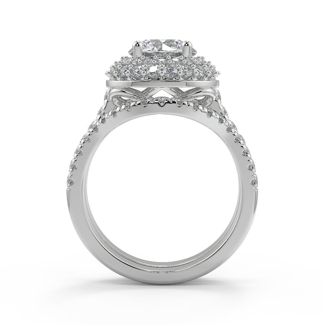 Amanda Double Halo Pave Round Cut Diamond Engagement Ring - Nivetta