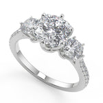 Load image into Gallery viewer, Anahi 3 Stone French Pave Cushion Cut Diamond Engagement Ring - Nivetta
